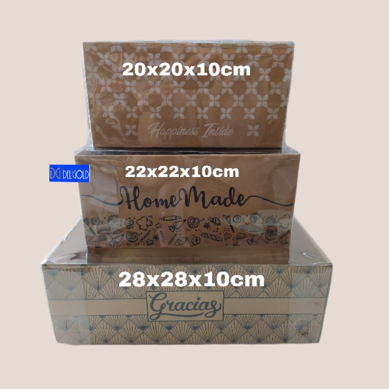 Kotak Box Kue Corrugated Mika tinggi 10cm