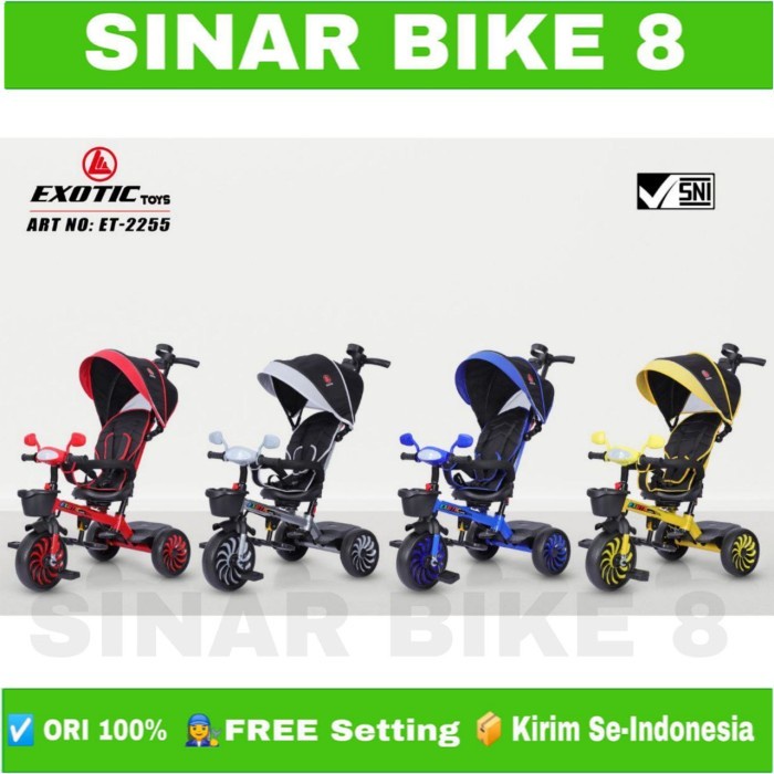 SepedaTricycle anak Roda Tiga 3 EXOTIC ET-2255 Kursi Putar Musik Sandaran Rebah