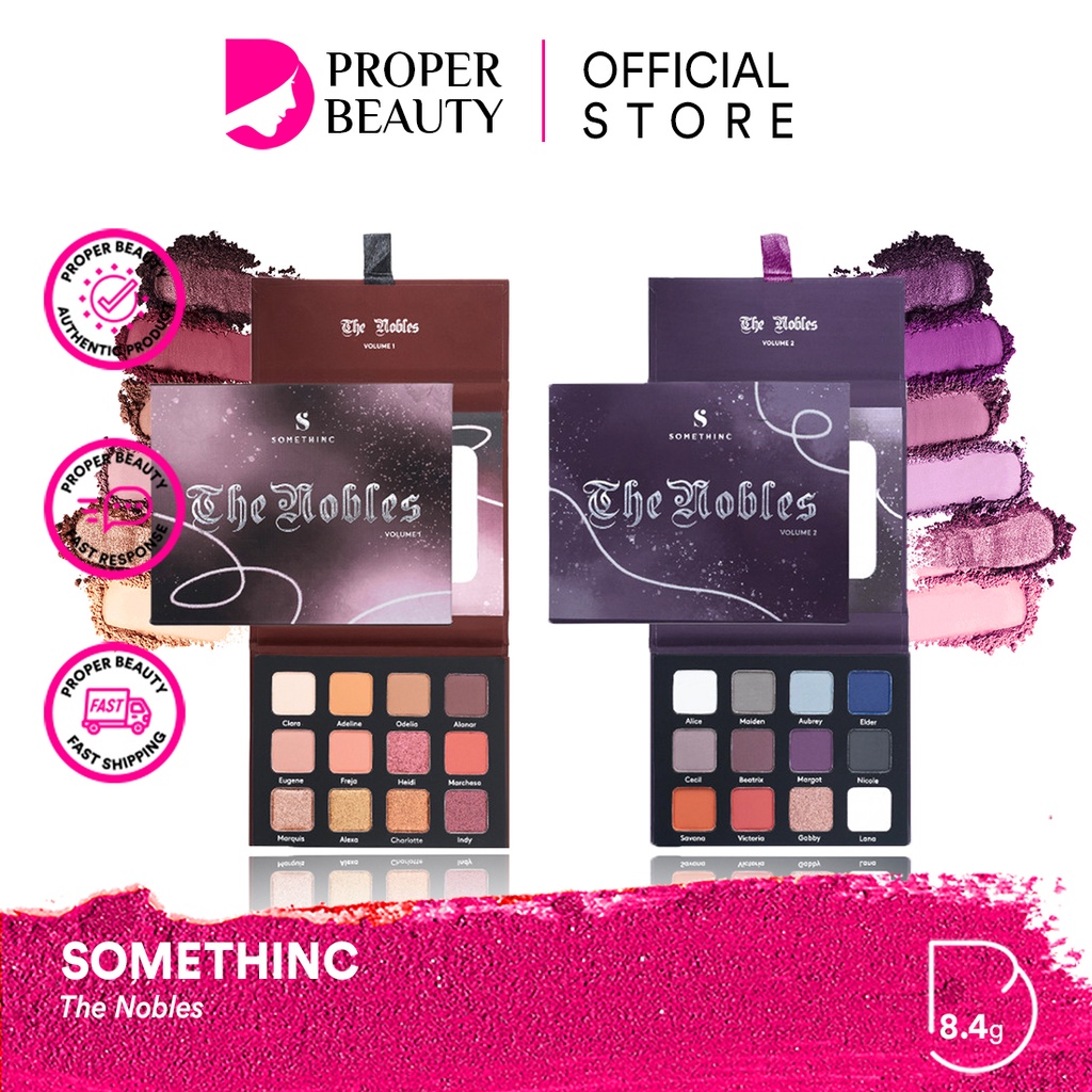 SOMETHINC The Nobles Indonesia / Eyeshadow Palette Volume 1 2 Make Up Skincare Cleanser Essence Toner Serum Eye Cream Gel Mask / Foundation Cushion Loose Powder Blush On Concealer Highlighter Eyebrow Eyeliner Eyelash Mascara Lipstick Lip Tint / Paket Set