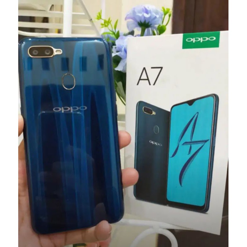 Oppo A7 Ram 4/64 Second Like Normal 100% Snapdragon Glazing Blue