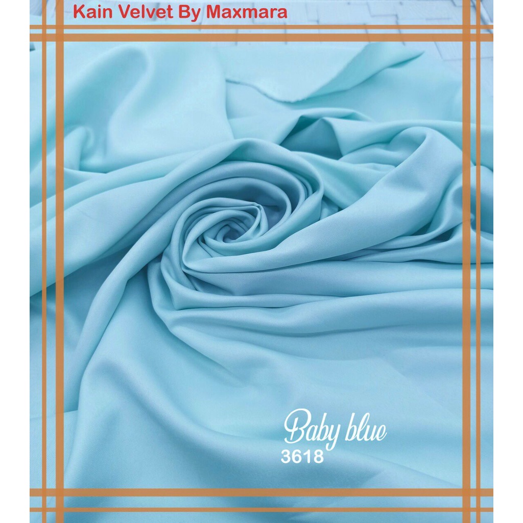 Bahan Multi Kain Satin saten Velvet maxmara Polos bridesmaid Meteran Super A Grade-3618 baby blue