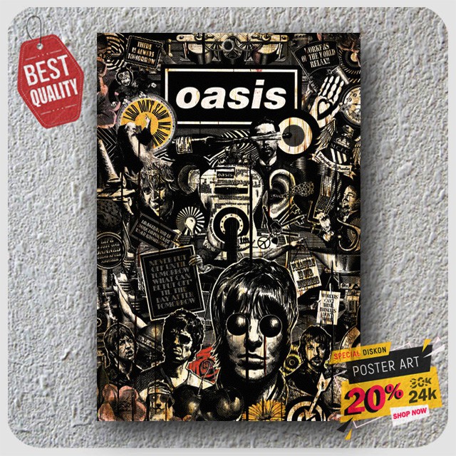 Hiasan dinding dekorasi dinding - pajangan dinding kamar - wall decor - Poster band Oasis 203009STA