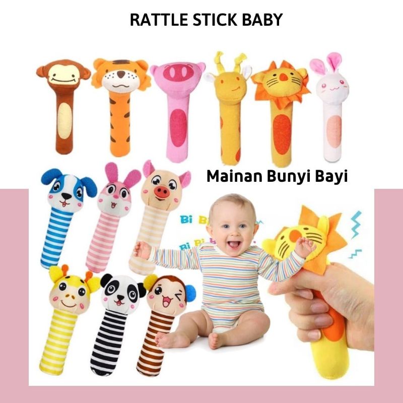 Original Mainan Rattle Stick Genggam Bunyi  untuk Bayi lucu karakter