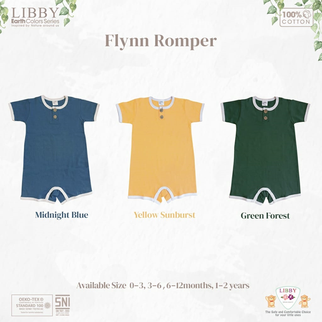 [6-12bln/1-2thn] LIBBY (1pcs) FLYNN Jumper Romper Segiempat Earth Series FLYNN ROMPER (0-2Thn)