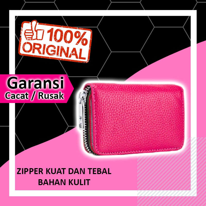CARD HOLDER CARDHOLDER LV DOMPET TEMPAT KARTU UANG RFID LUCU LEATHER WANITA ISI 12 SLOT PINK ORI A22