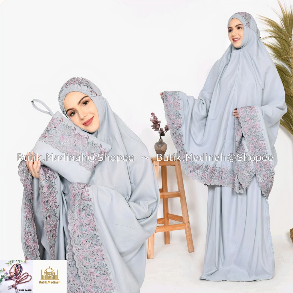 BUTIK.MADINAH MUKENA DEWASA SYAHBANI SITI KHADIJAH FLORALEENA KATUN BORDIR BRUKAT