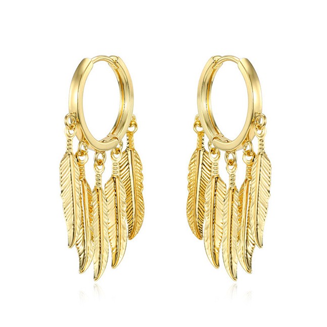 LRC Anting Tusuk Fashion Leaves Geometric Earrings D46091