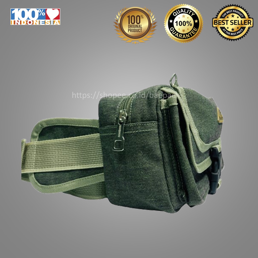 Waist Bag Baepack Premium Canvas / Tas Pinggang Baepack / Tas Waist Bag Cowok / Tas Waist Bag Cewek