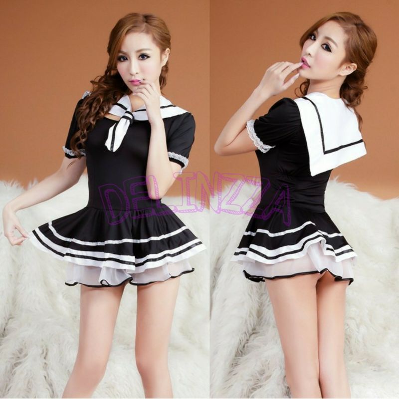 Delinzza - Lingerie Cosplay Student / Lingerie Cosplay Sailor - Hitam