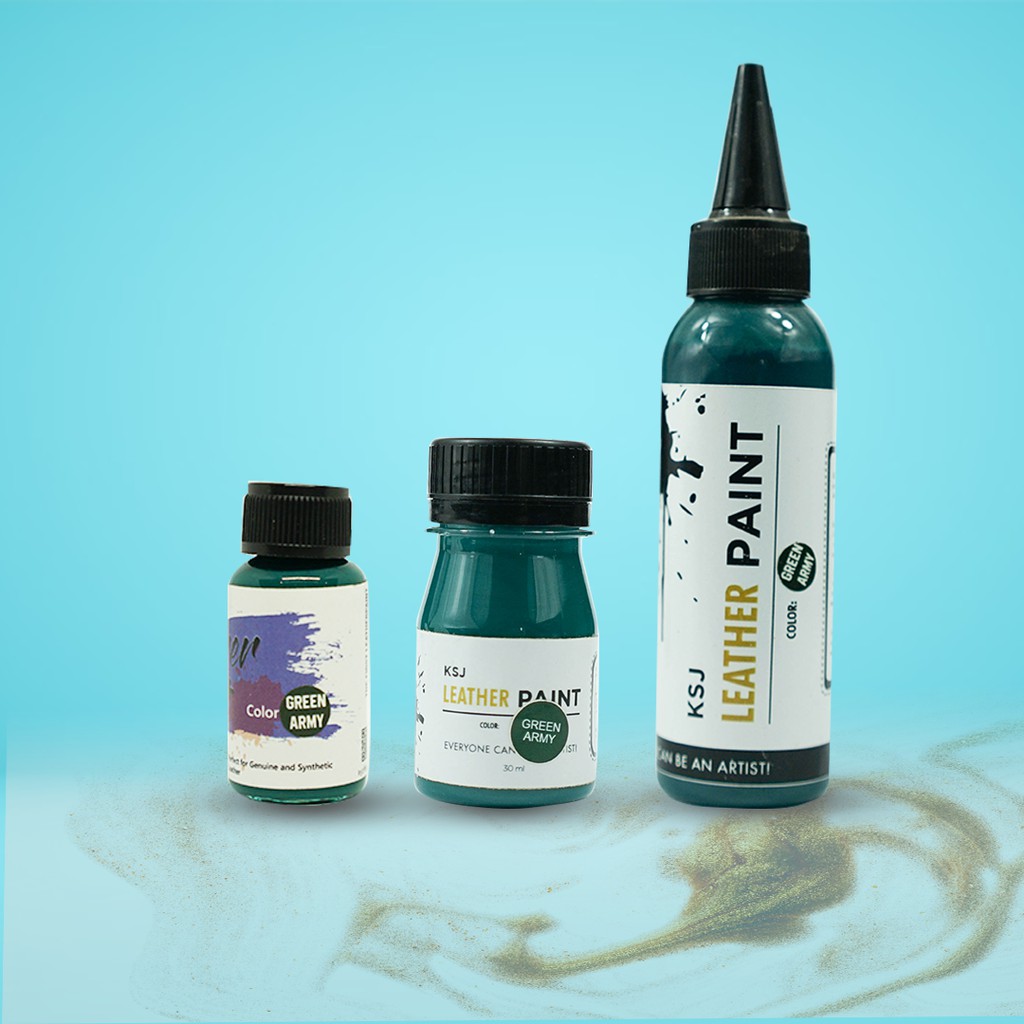 Cat Sepatu / Cat Tas  KSJ Leather Paint / Kulit / Midsole ( Pelengkap Pembersih  Sepatu )-GREEN ARMY