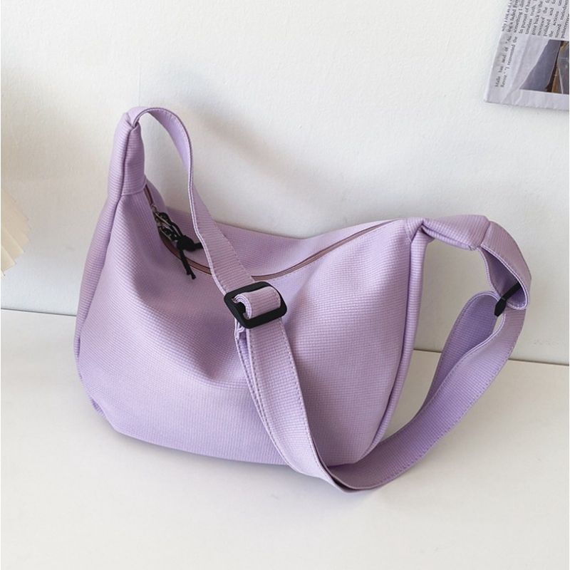 Rizkibag Crish Tas Selempang Polos Slingbag Wanita Remaja Cute Korean-Ungu
