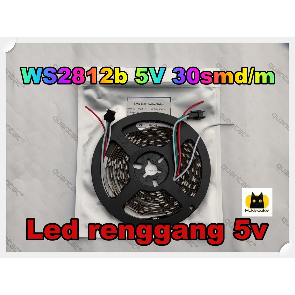Led strip rgb ws2812b ws2812 ws2811 5v 5m 30led/m ip30 renggang