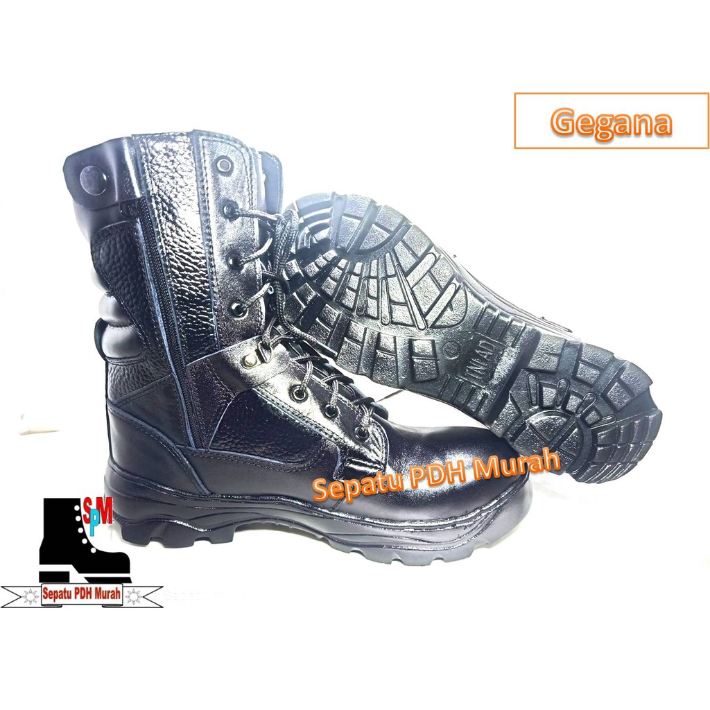 Sepatu PDL Gegana kulit asli standar brimob dilengkapi pelindung besi
