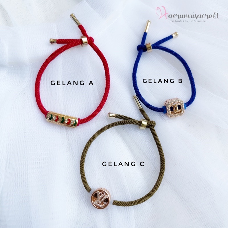 Gelang tali Polos Hongkong dan Charm Xp Wanita