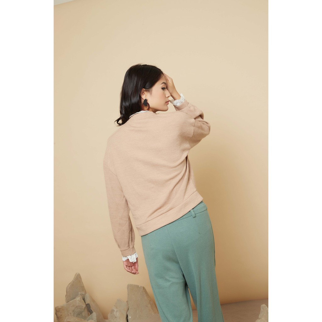 Peach Poppy Ganni Cardigan - Kardigan Wanita Vintage Lengan Panjang