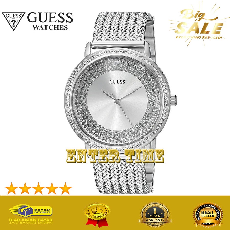 CASHBACK  JAM TANGAN WANITA BRANDED MERK GUESS W0836L2 STAINLESS SILVER JAM TANGAN FASHION WANITA LI