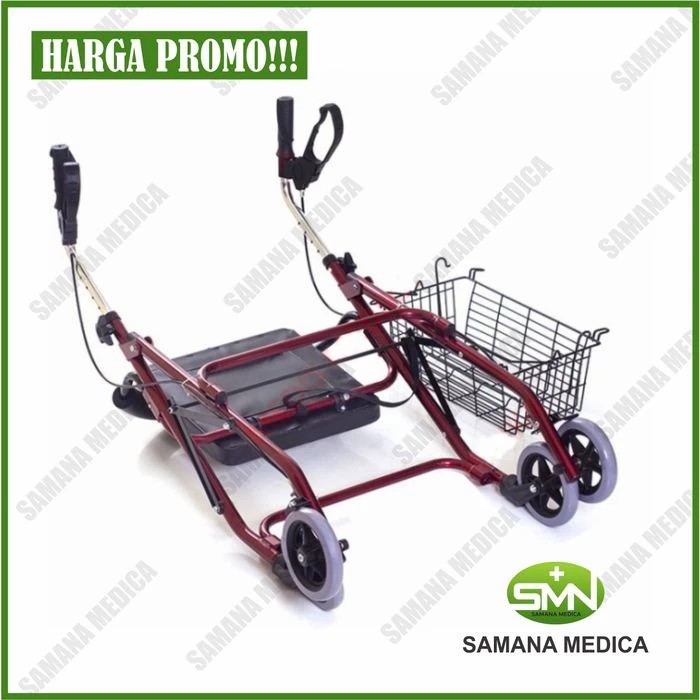 [KHUSUS GOJEK DAN GRAB] Rollator TROLEY JALAN GEA FS965LH + Dudukan dan Keranjang ALAT BANTU LANSIA