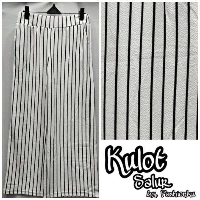 𝔂𝓾𝓶𝓪 Kulot salur Hitam Putih_Crepe_BB 40kg - 60kg