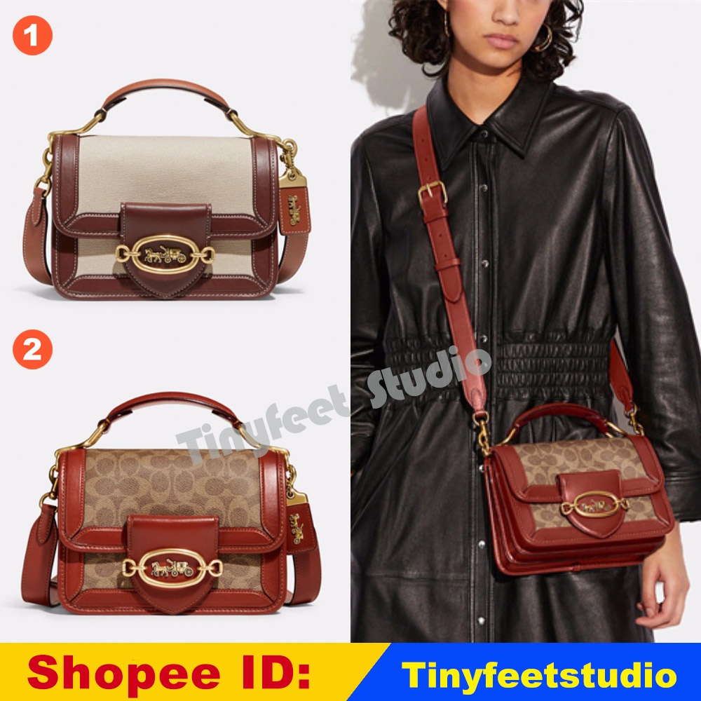 Coach C8452 C8450 C8449 Hero Shoulder Bag In Signature Canvas Women Crossbody Sling Handbag