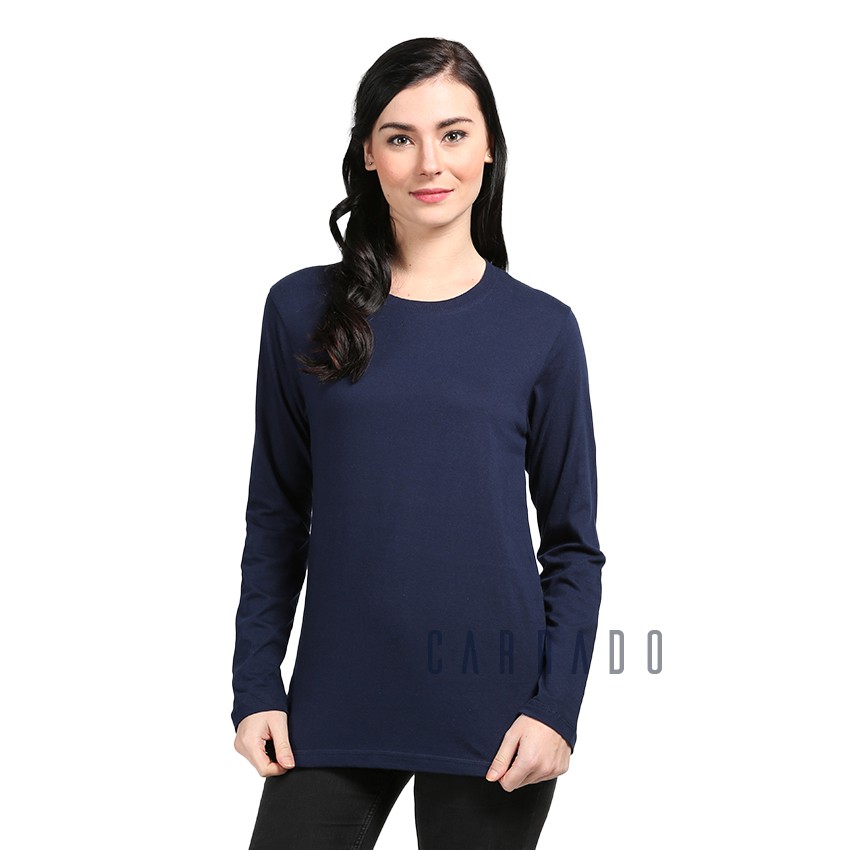 Carrado Kaos  Polos  Wanita Lengan Panjang Navy T Shirt 