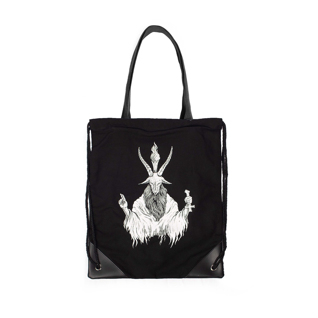 Heretic - Drawstring Backpack Tote Bag - Baphomet