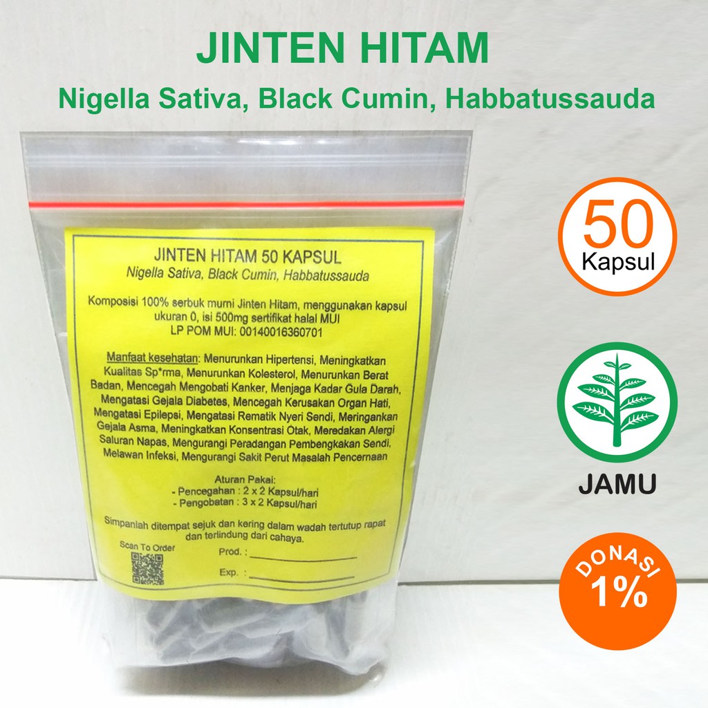 

JINTEN HITAM KAPSUL Habbatussauda Hipertensi Epilepsi Kanker Rematik Kolesterol Nyeri Sendi