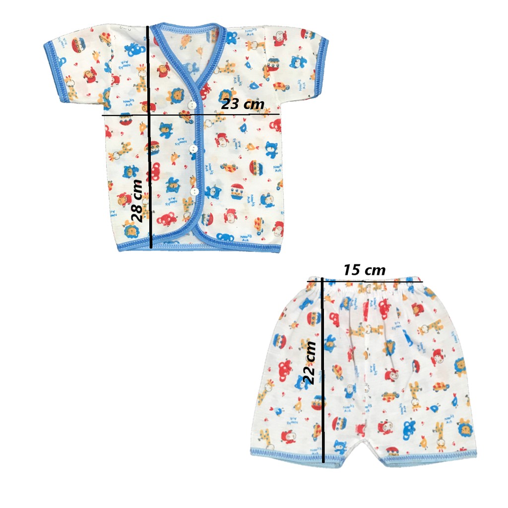 BAYIe - 3 SET Setelan Baju Bayi Pendek+Celana Pendek Motif TABUR 0-3 bln/baju anak laki/Perempuan