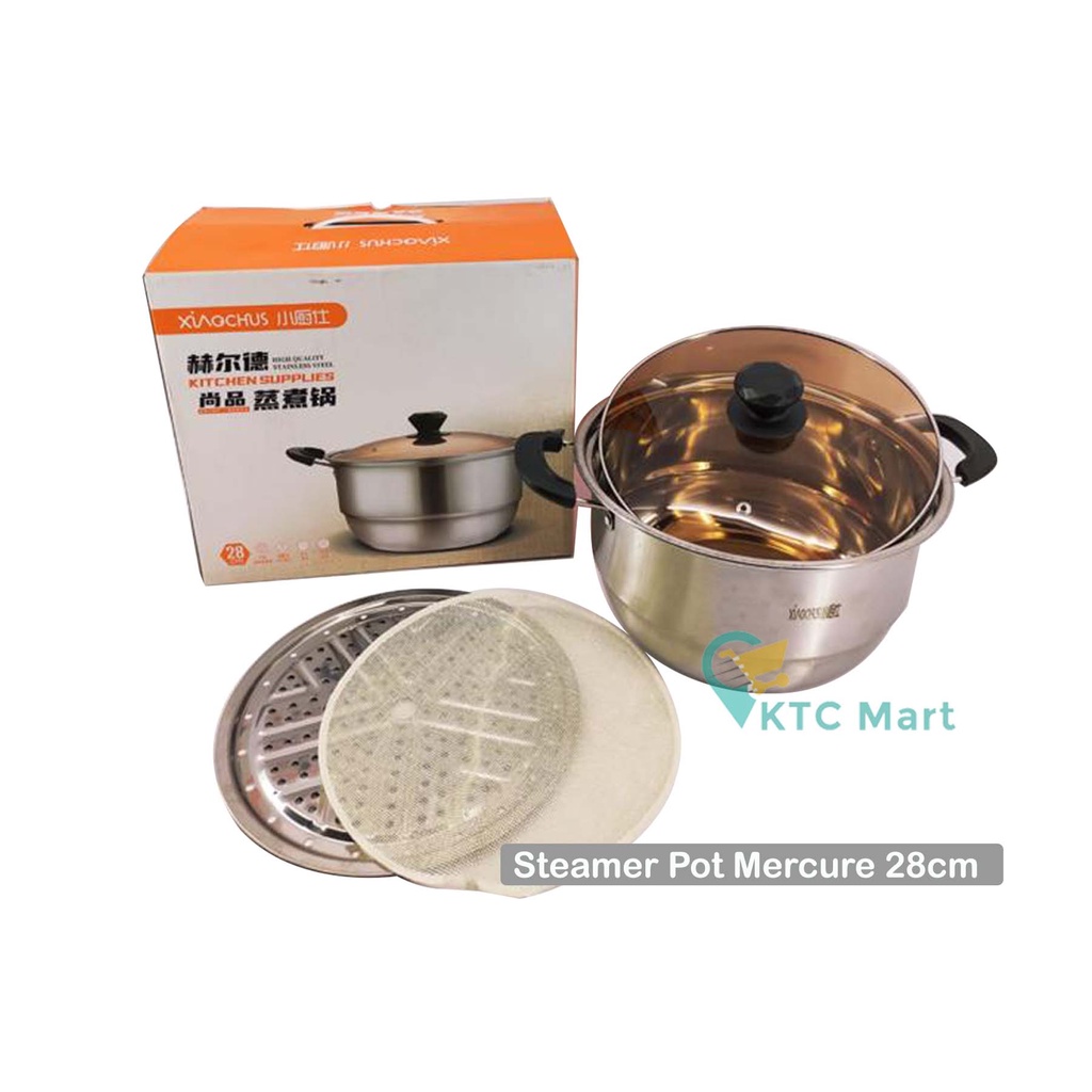 KTCmart  - Steamer Pot Stainless 28 cm TEBAL/ Dandang Masak Kukusan