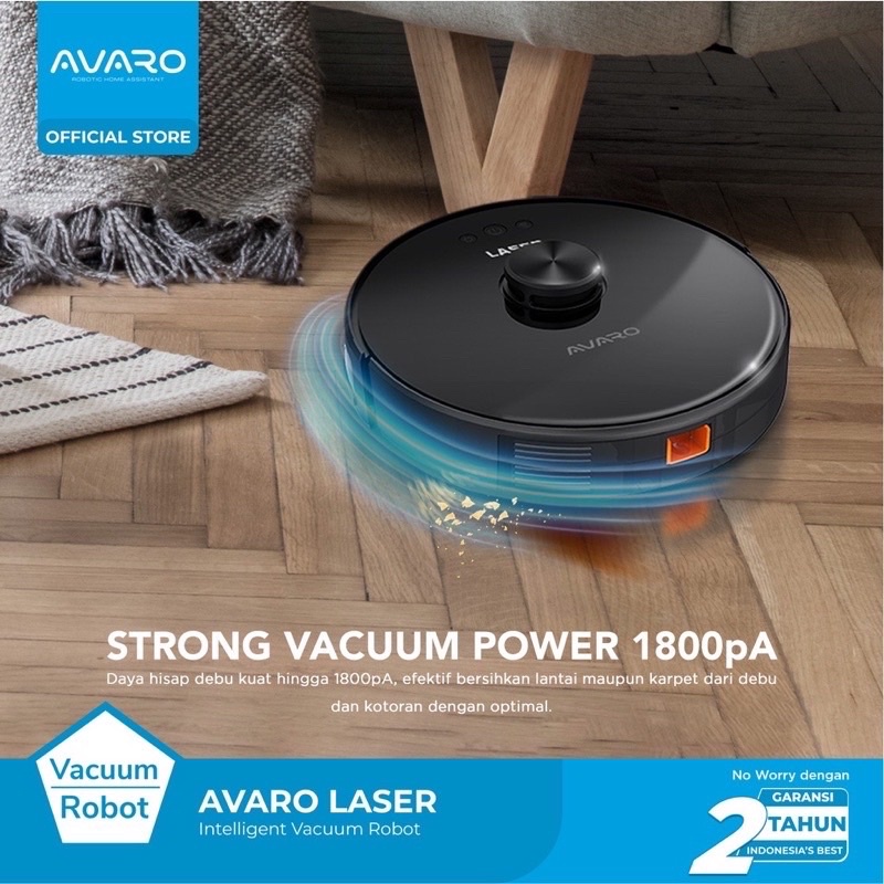 Robot Vacuum Cleaner Avaro LASER 2in1 Vacum &amp; Mopping Anti Bump &amp; Fall sapu pell otomatis untuk rumah ruang tamu kamar dapur murah