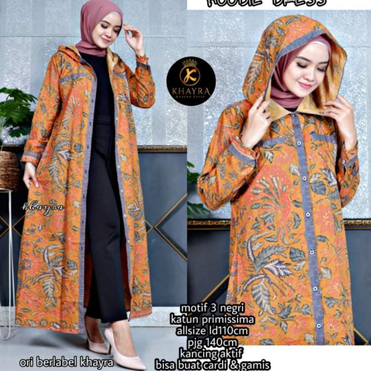 (BEST SELLER) Long Hoodie Gamis 2in1 Cardi || ORI BERLABEL Khayra