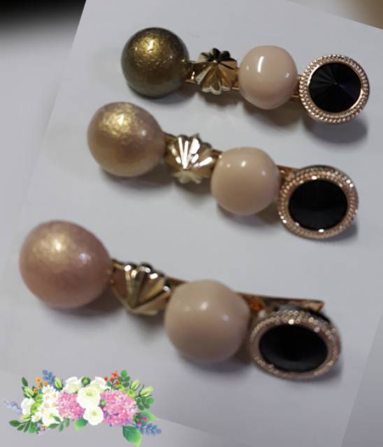 Jepit Rambut Korea Baroque Pearl Simple Diamond Retro Palace