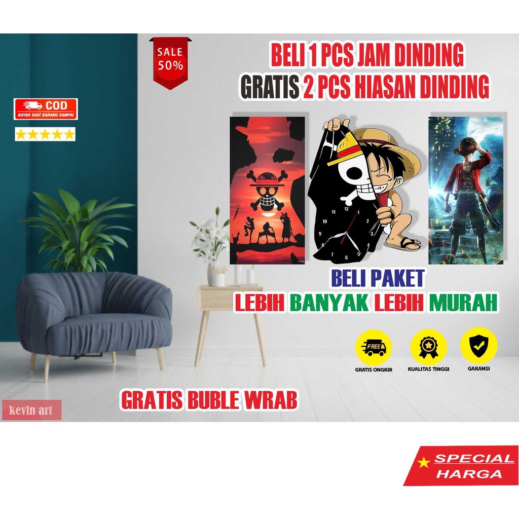 JAM DINDING UNIK KARAKTER ONE PIECE LUFFY BESAR UKURAN JUMBO KEREN MINIMALIS ARTISTIK DEKORASI DINDING KAMAR TIDUR HIASAN DINDING 1 SET MURAH AKSESORIS PERNAK PERNIK RUANGAN AESTHETIC KOLEKSI SERBA ONE PIECE PROMO POSTER DINDING WALL DECOR MODERN CUSTOM