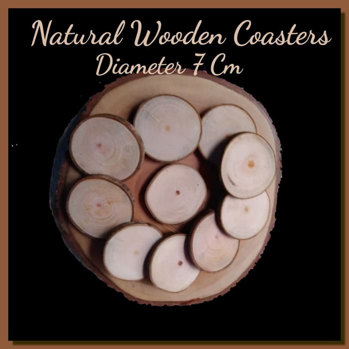 Tatakan 7 cm kayu diameter 7 cm natural wood coasters