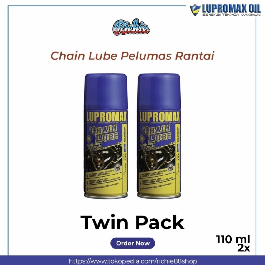 Lupromax Chain Lube Pelumas Rantai Universal Serbaguna 110Ml Twin Pack