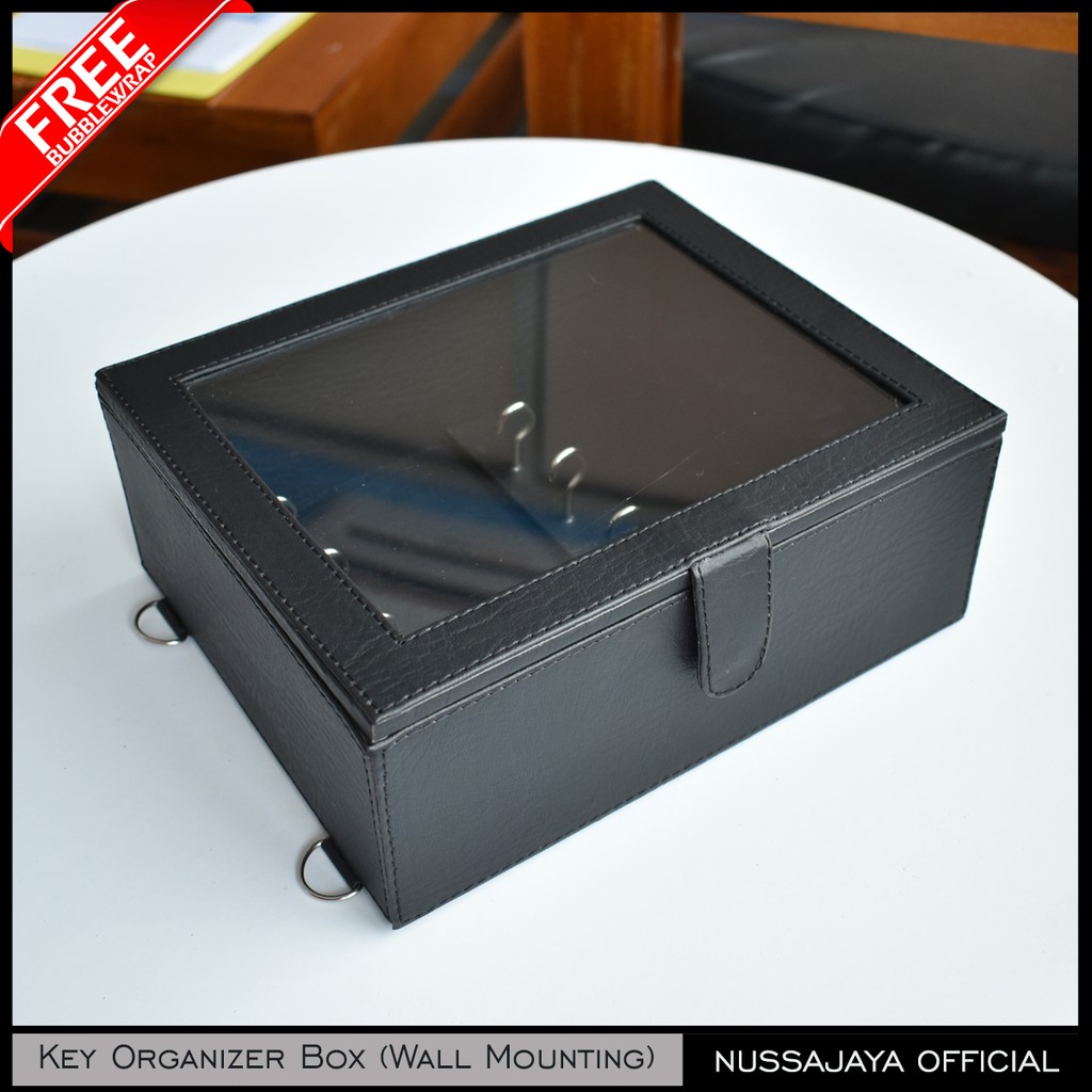 Kotak Tempat Penyimpanan Kunci Gantung Dinding Kulit PU / Key Box Organizer