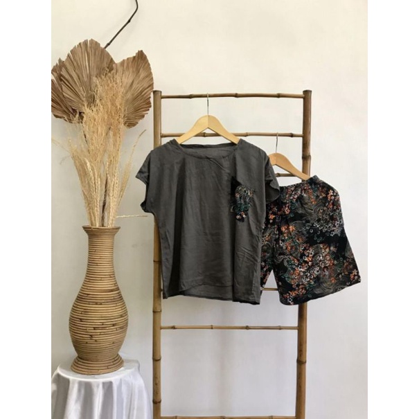 One set rayon oblong pendek | babydoll celana pendek rayon | Daster one set celana pendek