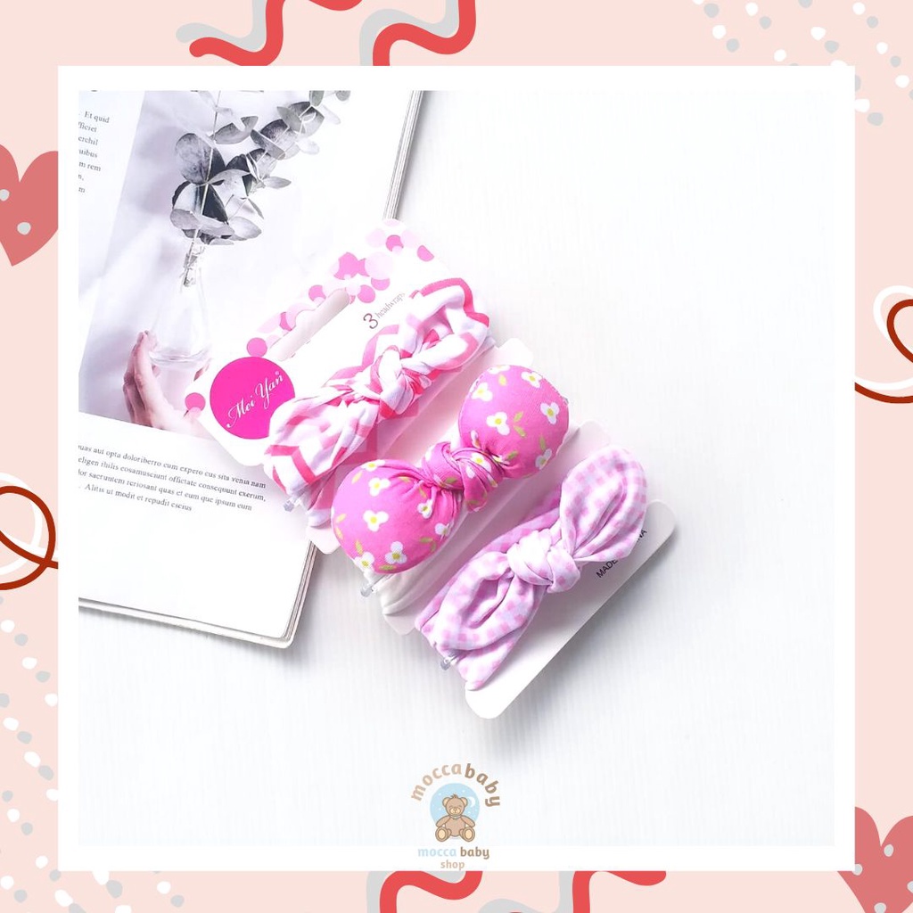 MBSS - BANDANA MOTIF A Bandana Set isi 3 Motif Beda / Headband Bayi Newborn Anak Perempuan Part 3