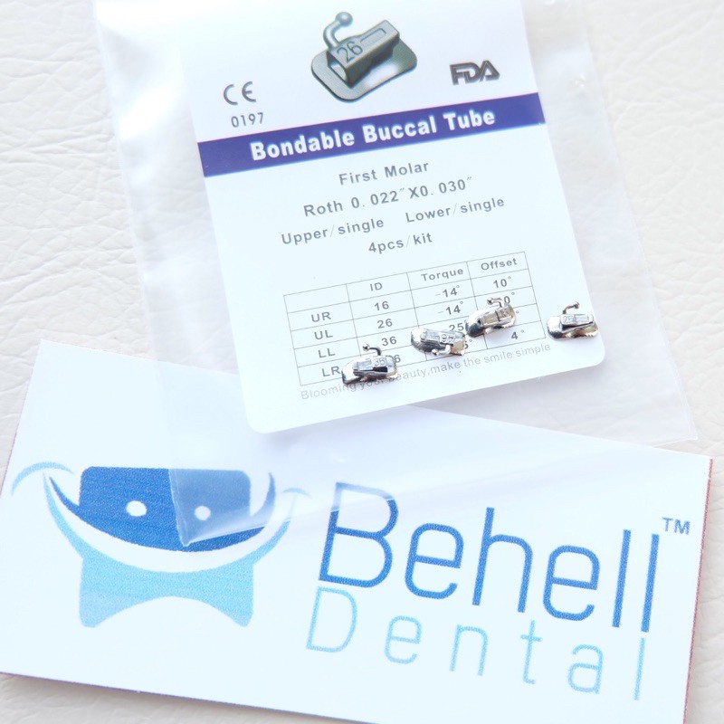 Behelldental Buccal Tube Bracket Pengunci Gigi Geraham Buccaltube kunci behel Molar Band M1 M2 isi 4