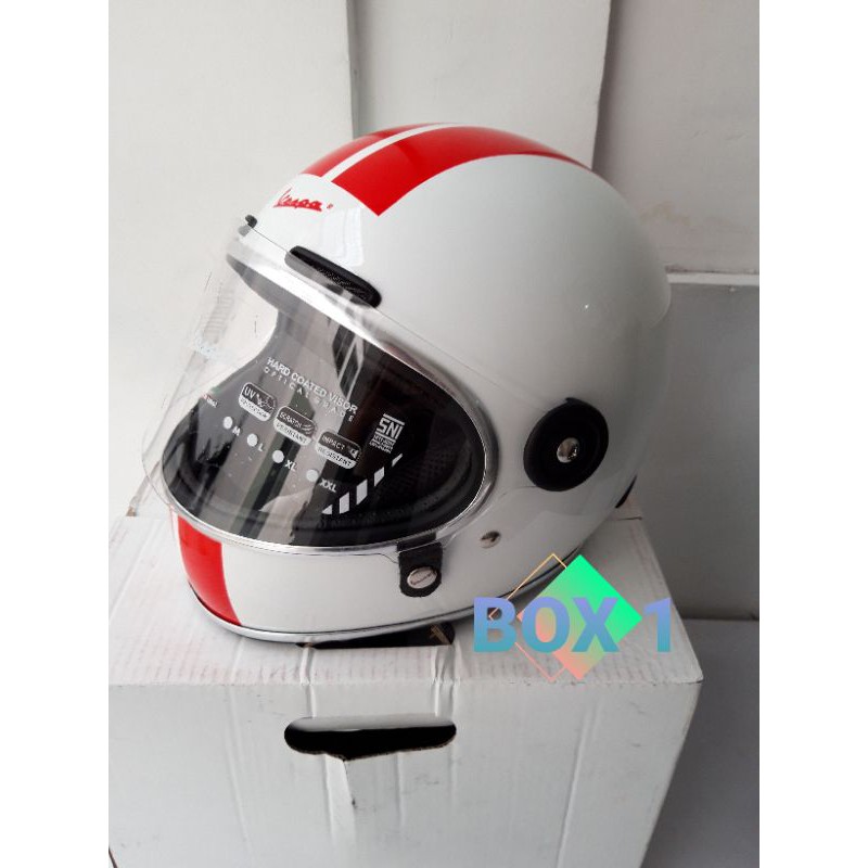 Helm Vespa Full Face Racing Sixties White XL