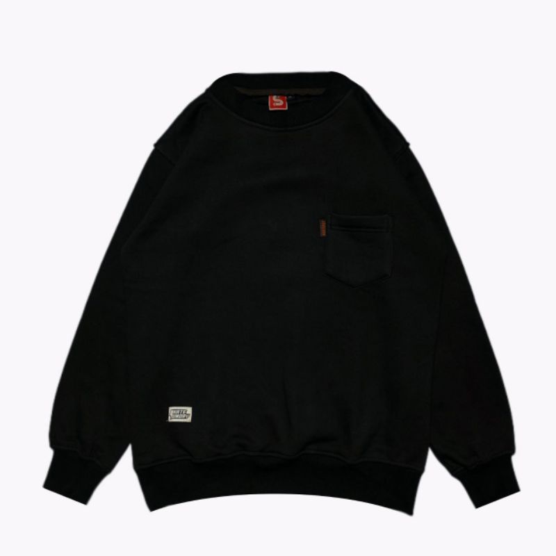 SWEATER POLOS HITAM CEWEK / COWOK CREWNECK SIMPEL ORIGINAL SKATESUNDAY