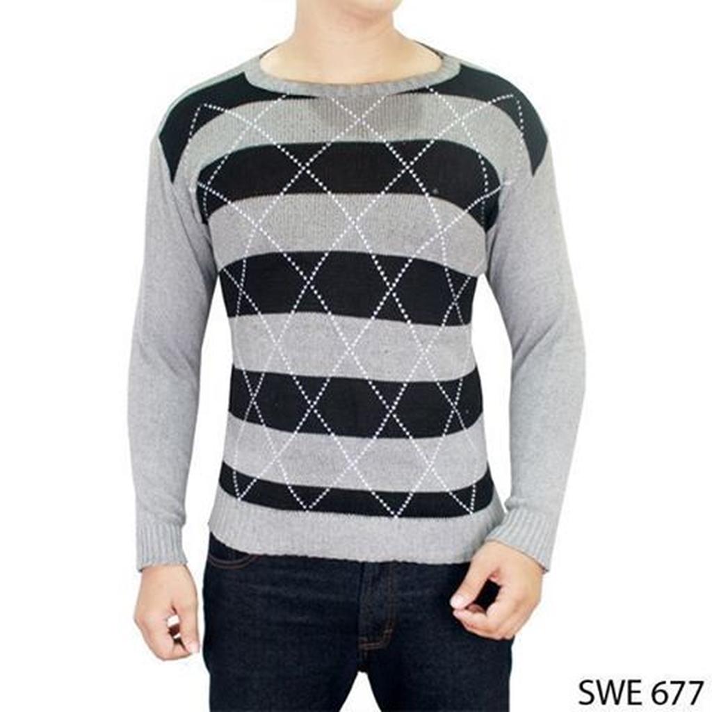 Mens Sweater Vest Rajut Abu Kombinasi – SWE 677