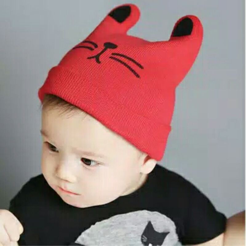 TOPI KUPLUK RAJUT BAYI TELINGA KUCING/TOPI RAJUT