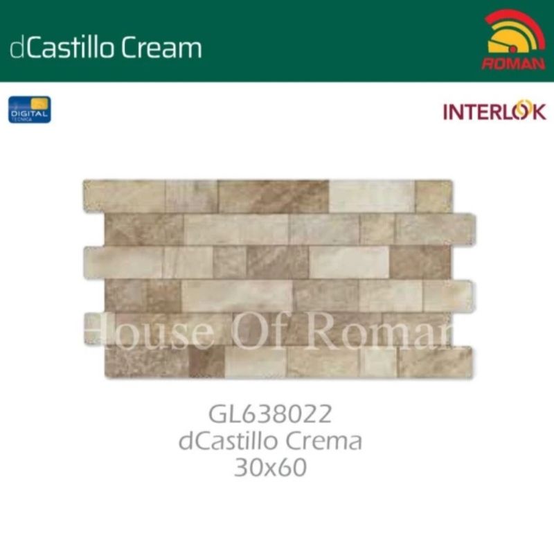 Roman Keramik Interlock dCastilo Crema (Stone Mood) / Keramik Dinding Pagar / Keramik Dinding Outdoo