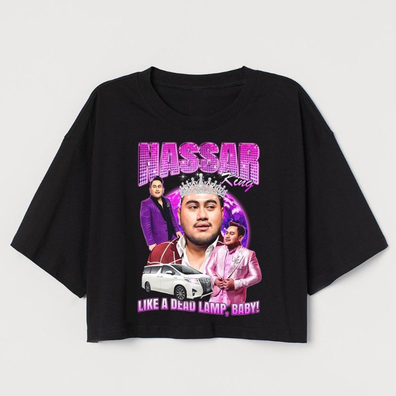 CROP TEE KING NASSAR COLLECTION | KAOS BAJU CROP TOP OVERSIZE OPPA KIYOWO DANGDUT HITAM WANITA