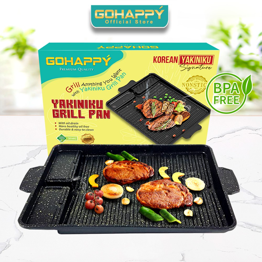 SUPER YAKINIKU GRILL PAN Gohappy GH-K38 Panci Panggang Super / Pemanggang anti lengket nonstick