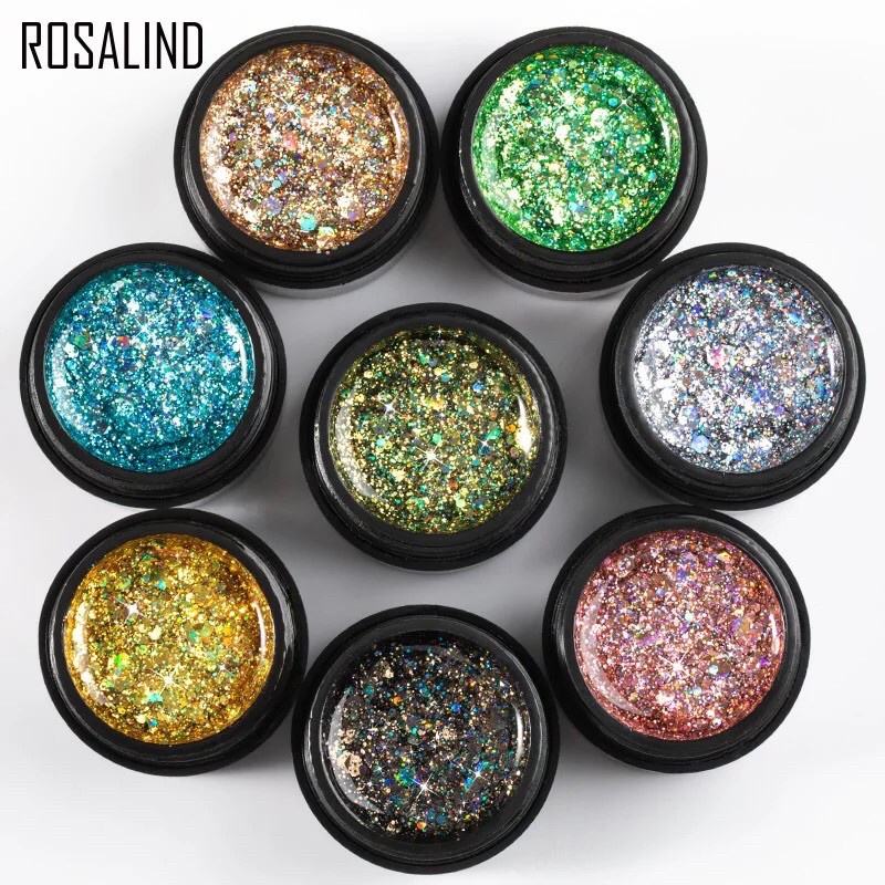 ROSALIND SHINY DIAMOND GEL SHINNY 5ml glitter pot gel rosalind kutek gel glitter nailart nail art