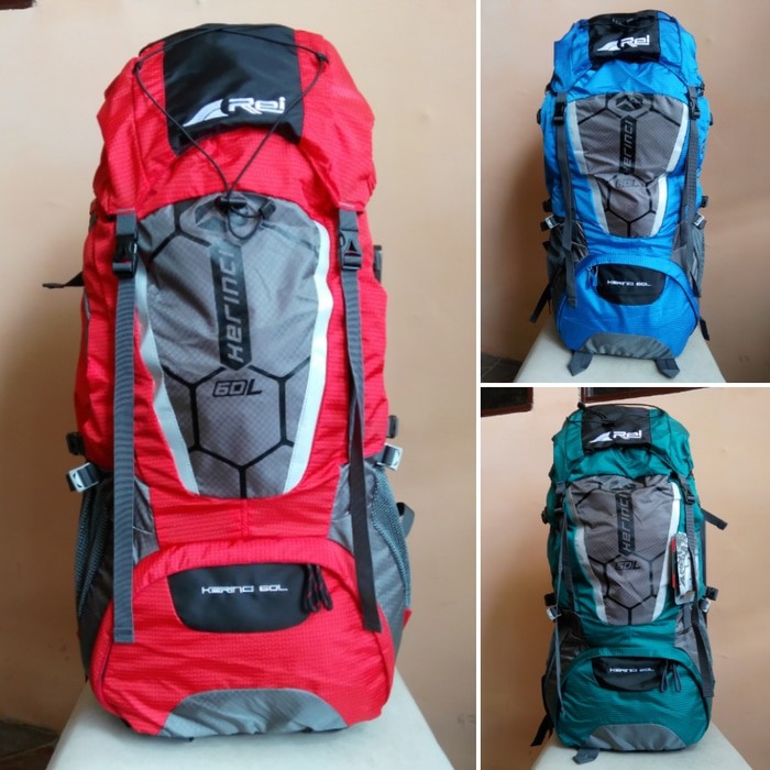 HOT SALE TAS RANSEL GUNUNG - CARRIER SINGLE FRAME 60L REI KERINCI + RAIN COVER - MERAH TERBARU