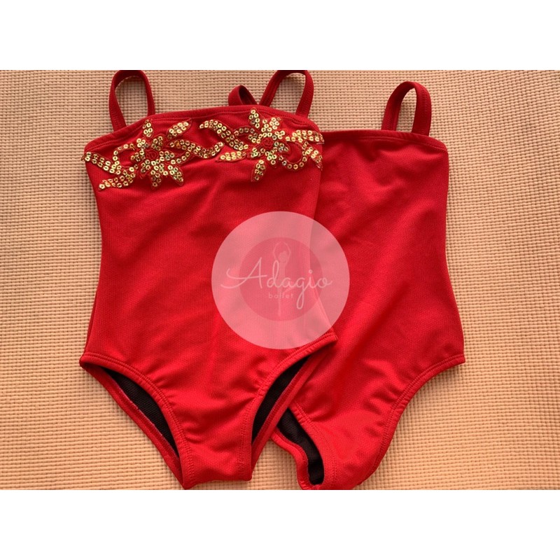 LEOTARD BALET TANKTOP ATASAN SENAM GYM KOSTUM TARI BALLET ANAK MERAH GOLD