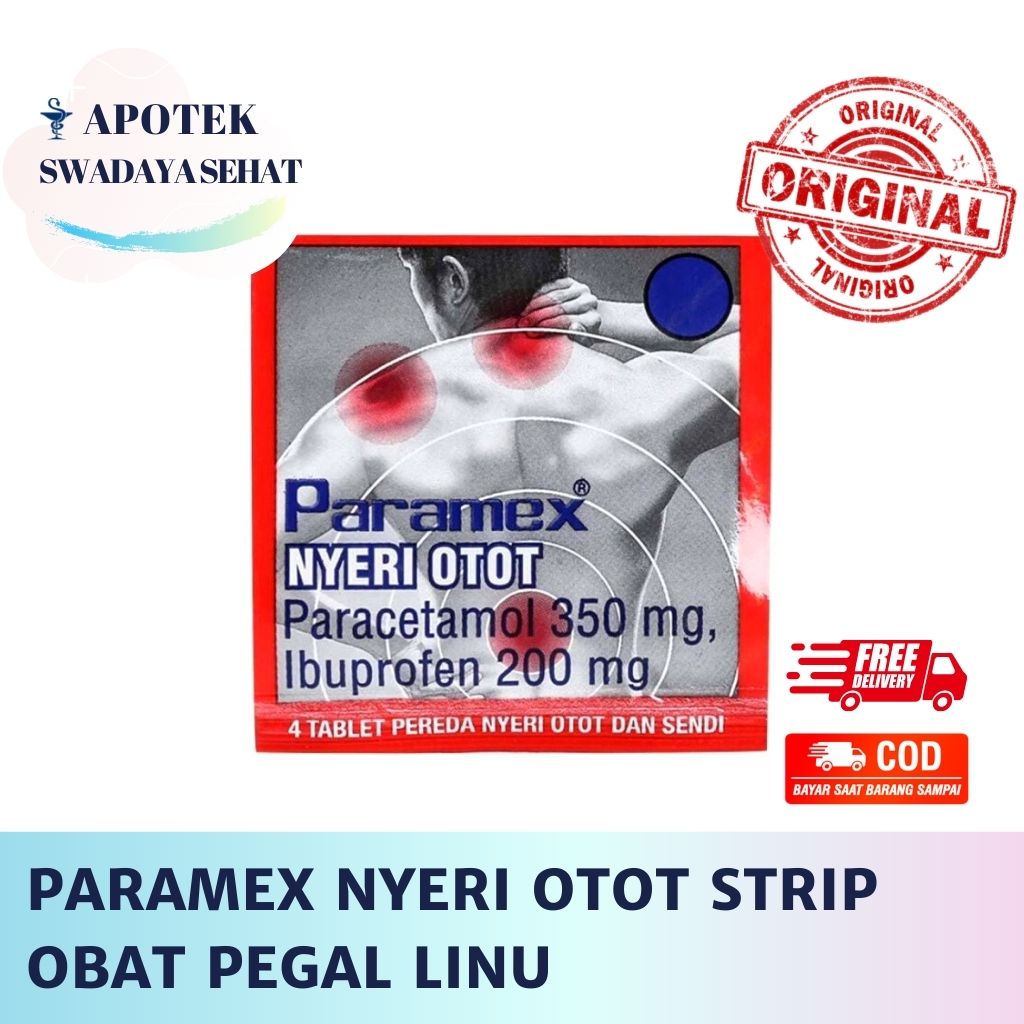 PARAMEX Nyeri Otot Strip 4 Tablet - Obat Anti Pegal Linu Parasetamol Ibuprofen