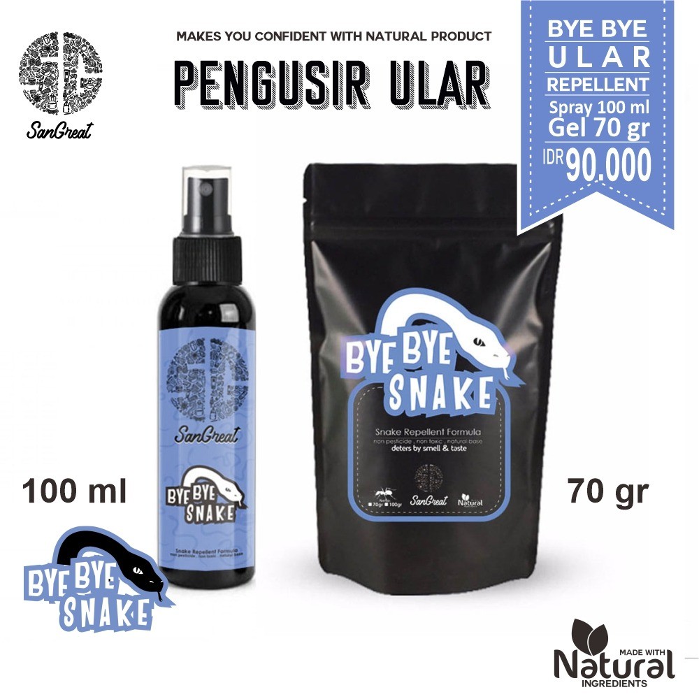 Bye Bye Snake Gel 70 gram dan Spray 100 ml - Pengusir Ular masuk ke rumah, ampuh, praktis, efektif